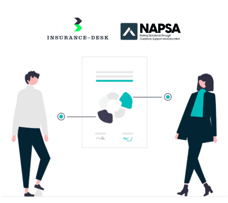 Illustration of Insurance-Desk and NAPSA working together for compliance and protection.