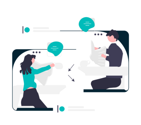 Two people communicating vector illustration