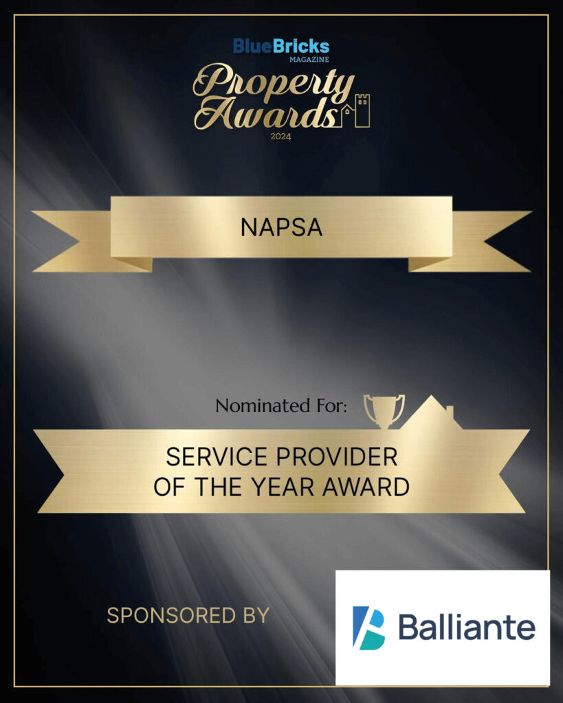 NAPSA nomination for Service Provider of the Year Award - Blue Bricks Property Awards 2024