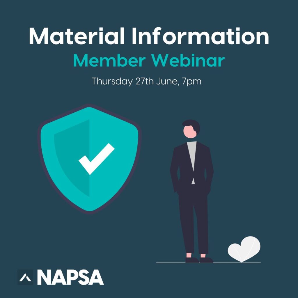 NAPSA member Webinar Material Information for property sourcing agents and investors