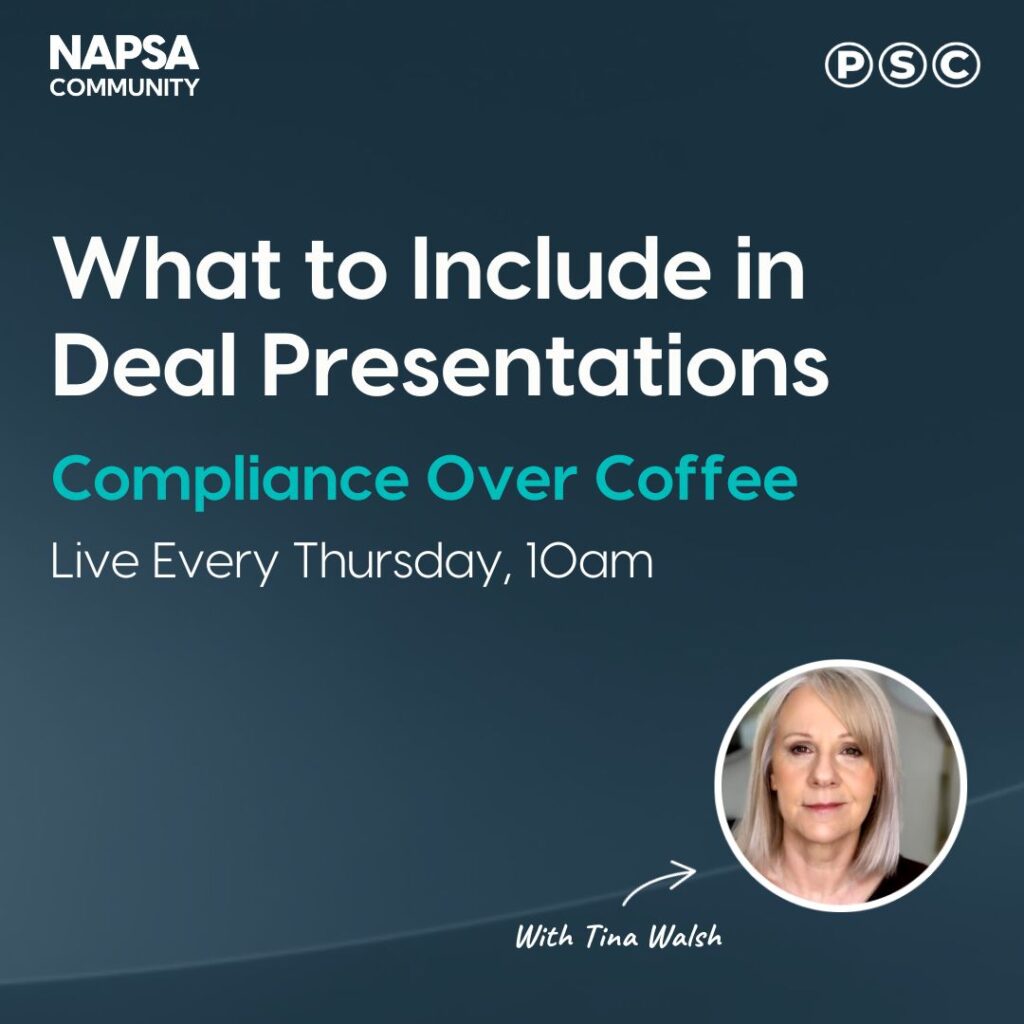 NAPSA Compliance Over Coffee: What to include in deal presentations